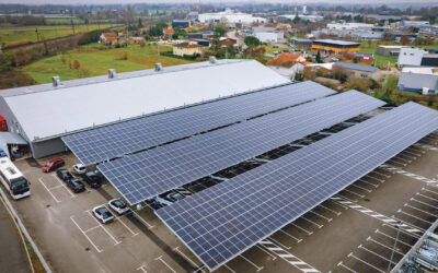 Construction d’ombrières de parking photovoltaïques pour un parc indoor à Montauban (82)