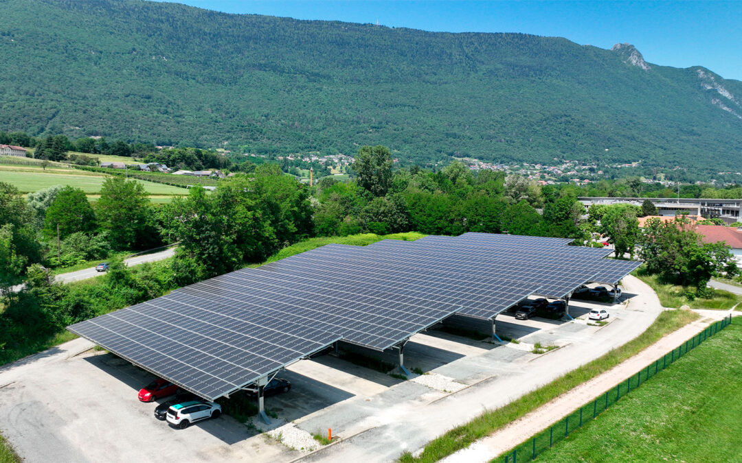 Ombrières de parking solaires sur le parc d’activités de Savoie Technolac (73)